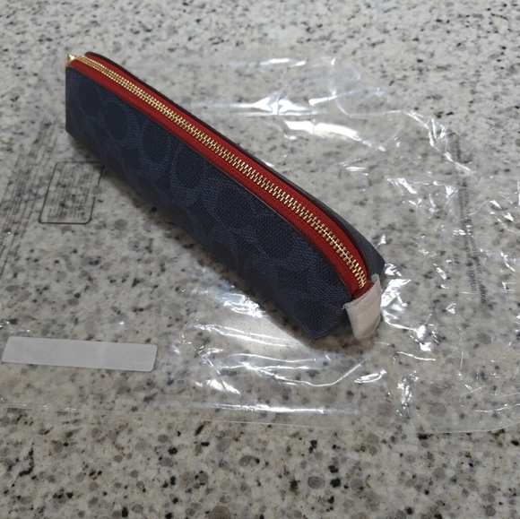 Coach Pencil Case In Signature Canvas (Blue/Red) - Picture 8 of 8
